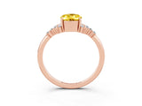 Rose gold Oval Cut Yellow Sapphire Ring with Side Stones and Four-Prong Setting_99