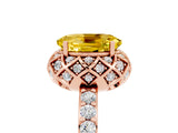 Rose gold Oval Cut Yellow Sapphire Scalloped Halo Engagement Ring with Round Shared Prong Band_17