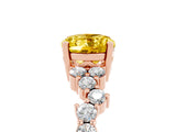 Rose gold Oval Cut Yellow Sapphire Scattered Round Accent Ring with Prong Setting_17
