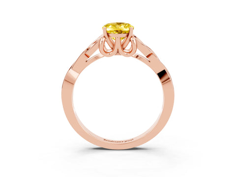 Rose gold Oval Cut Yellow Sapphire Solitaire Celtic Knot Ring with Four-Prong Setting_27