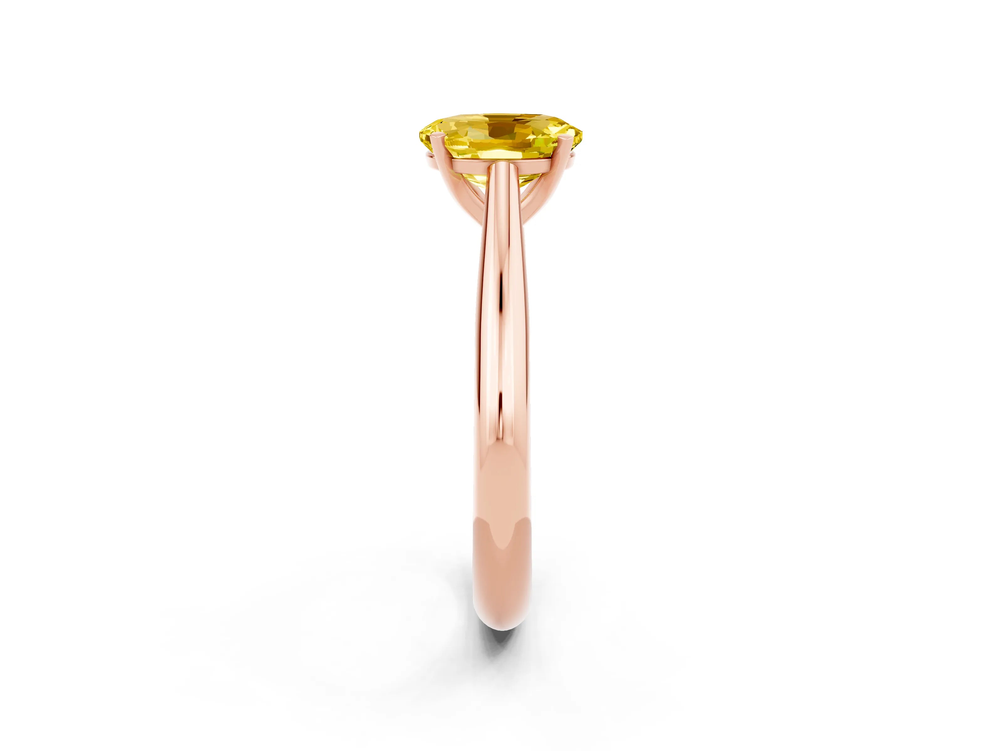 Rose gold Oval Cut Yellow Sapphire Solitaire Engagement Ring with Cathedral Setting and Four-Prong Mount_14