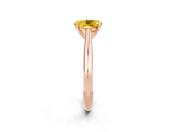 Rose gold Oval Cut Yellow Sapphire Solitaire Engagement Ring with Cathedral Setting and Four-Prong Mount