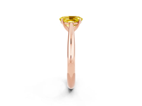 Rose gold Oval Cut Yellow Sapphire Solitaire Engagement Ring with Cathedral Setting and Four-Prong Mount_14