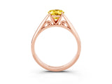 Rose gold Oval Cut Yellow Sapphire Solitaire Engagement Ring with Cathedral Setting and Four-Prong Mount_21