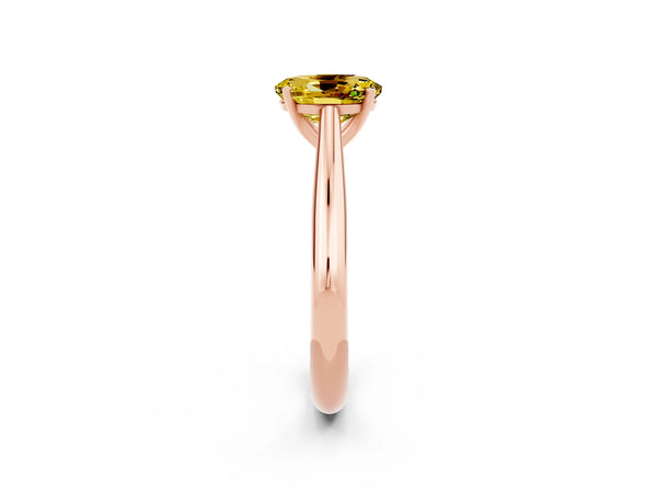 Rose gold Oval Cut Yellow Sapphire Solitaire Engagement Ring with Cathedral Setting and Four-Prong Mount