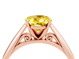 Rose gold Oval Cut Yellow Sapphire Solitaire Engagement Ring with Cathedral Setting and Four-Prong Mount_70