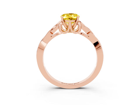 Rose gold Oval Cut Yellow Sapphire Solitaire Engagement Ring with Celtic Knot Band and Four-Prong Setting_27