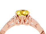 Rose gold Oval Cut Yellow Sapphire Solitaire Engagement Ring with Celtic Knot Band and Four-Prong Setting_28