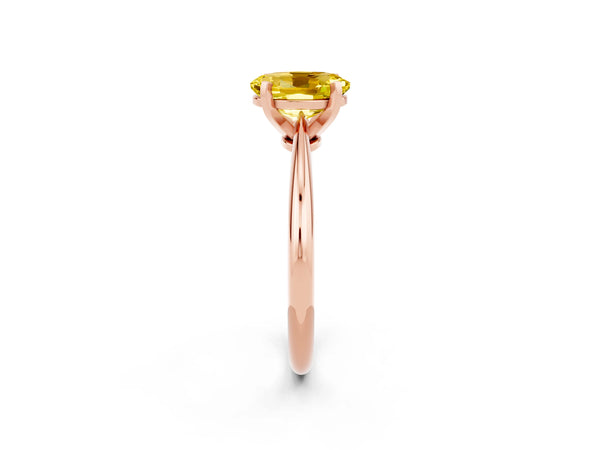 Rose gold Oval Cut Yellow Sapphire Solitaire Engagement Ring with Classic Band and Four-Prong Setting