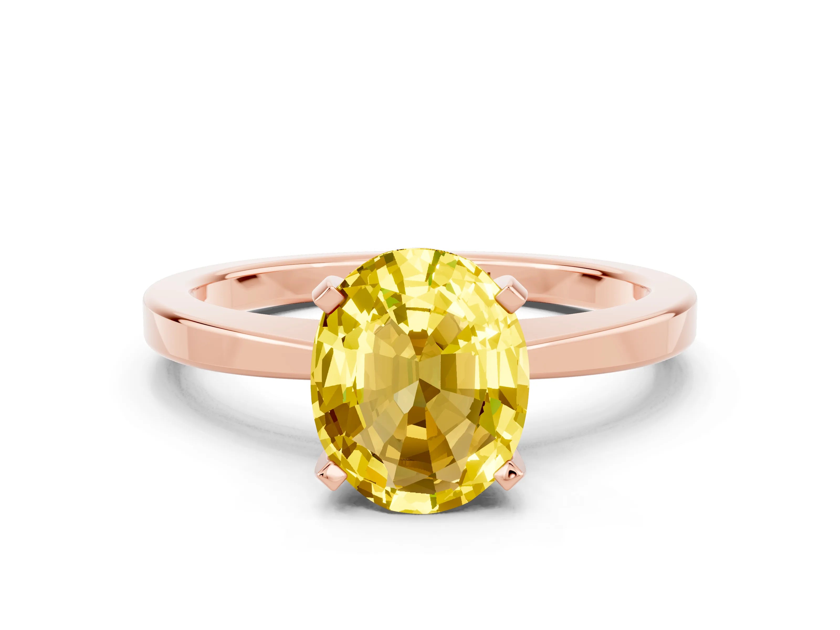 Rose gold Oval Cut Yellow Sapphire Solitaire Engagement Ring with Classic Band and Four-Prong Setting_60