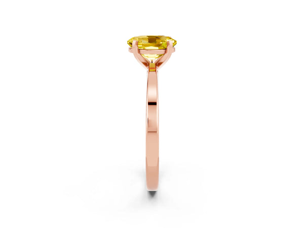 Rose gold Oval Cut Yellow Sapphire Solitaire Engagement Ring with Classic Band and Four-Prong Setting