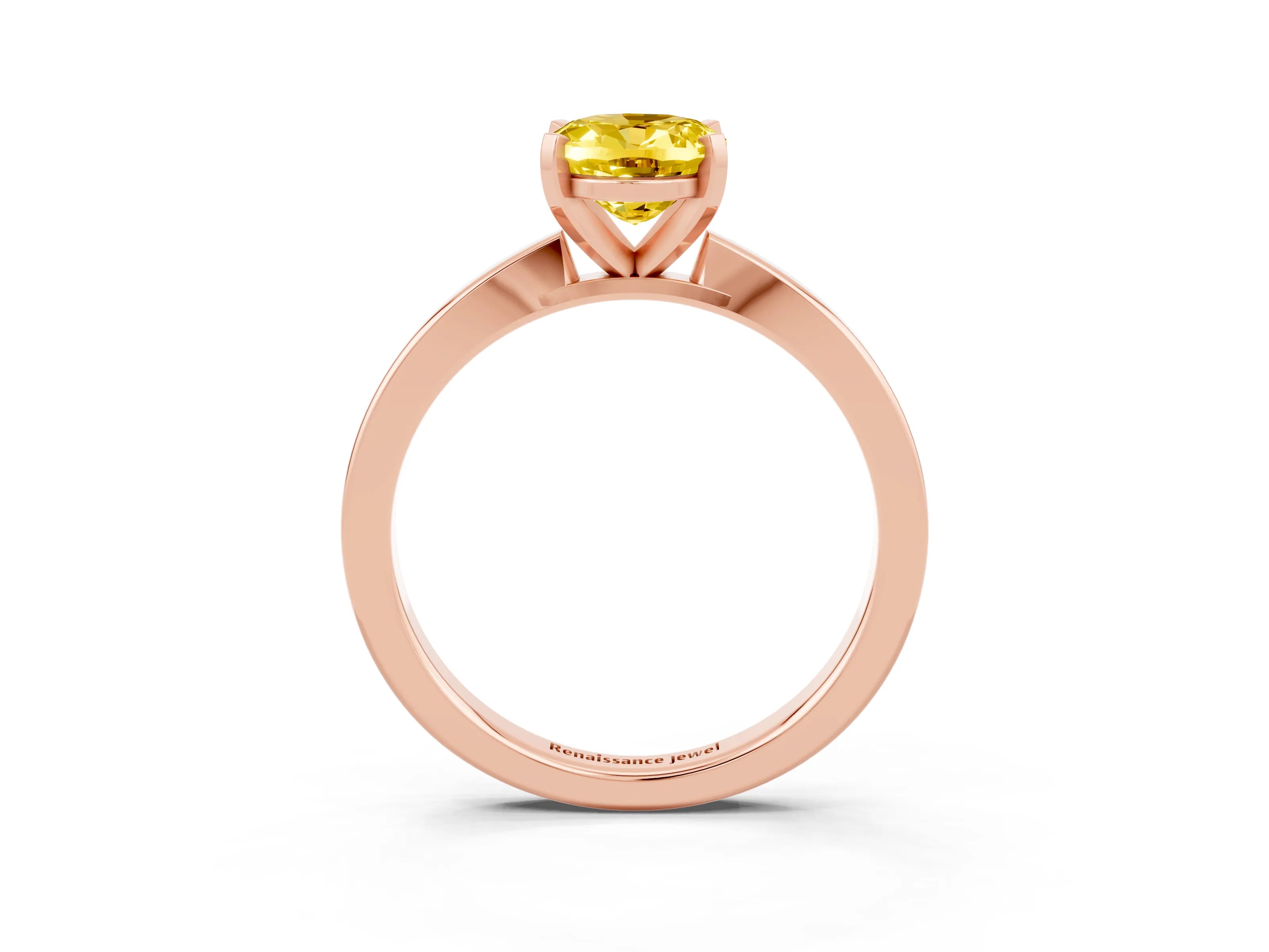 Rose gold Oval Cut Yellow Sapphire Solitaire Engagement Ring with Classic Band and Four-Prong Setting_63