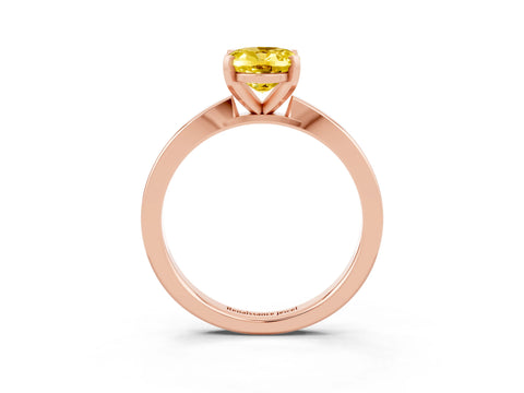 Rose gold Oval Cut Yellow Sapphire Solitaire Engagement Ring with Classic Band and Four-Prong Setting_63
