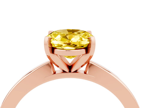 Rose gold Oval Cut Yellow Sapphire Solitaire Engagement Ring with Classic Band and Four-Prong Setting_64