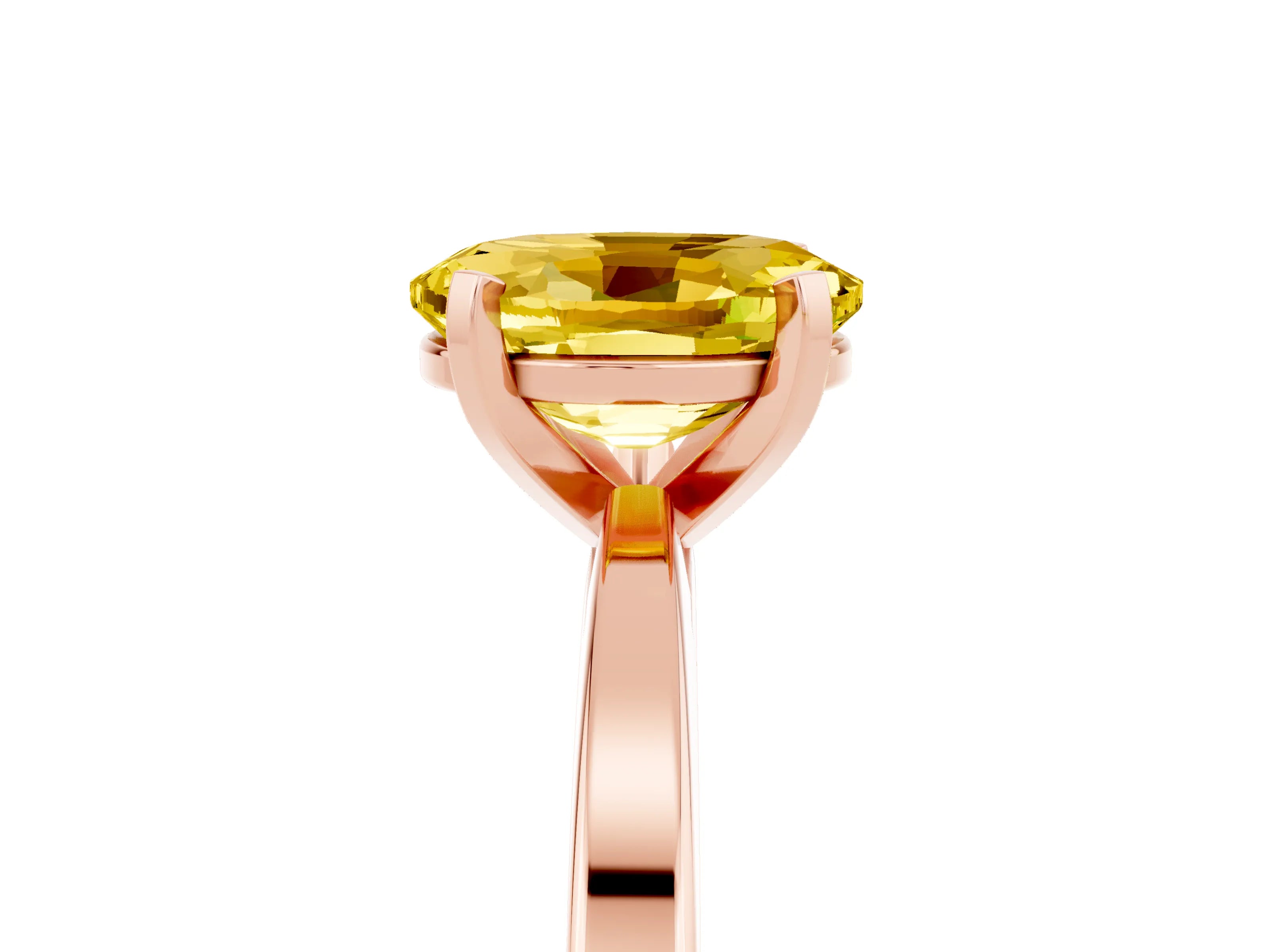 Rose gold Oval Cut Yellow Sapphire Solitaire Engagement Ring with Classic Band and Four-Prong Setting_65