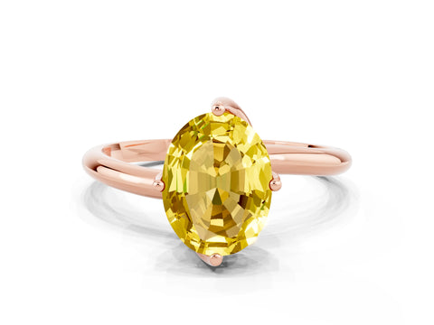 Rose gold Oval Cut Yellow Sapphire Solitaire Engagement Ring with Four-Prong Setting and Classic Band_12