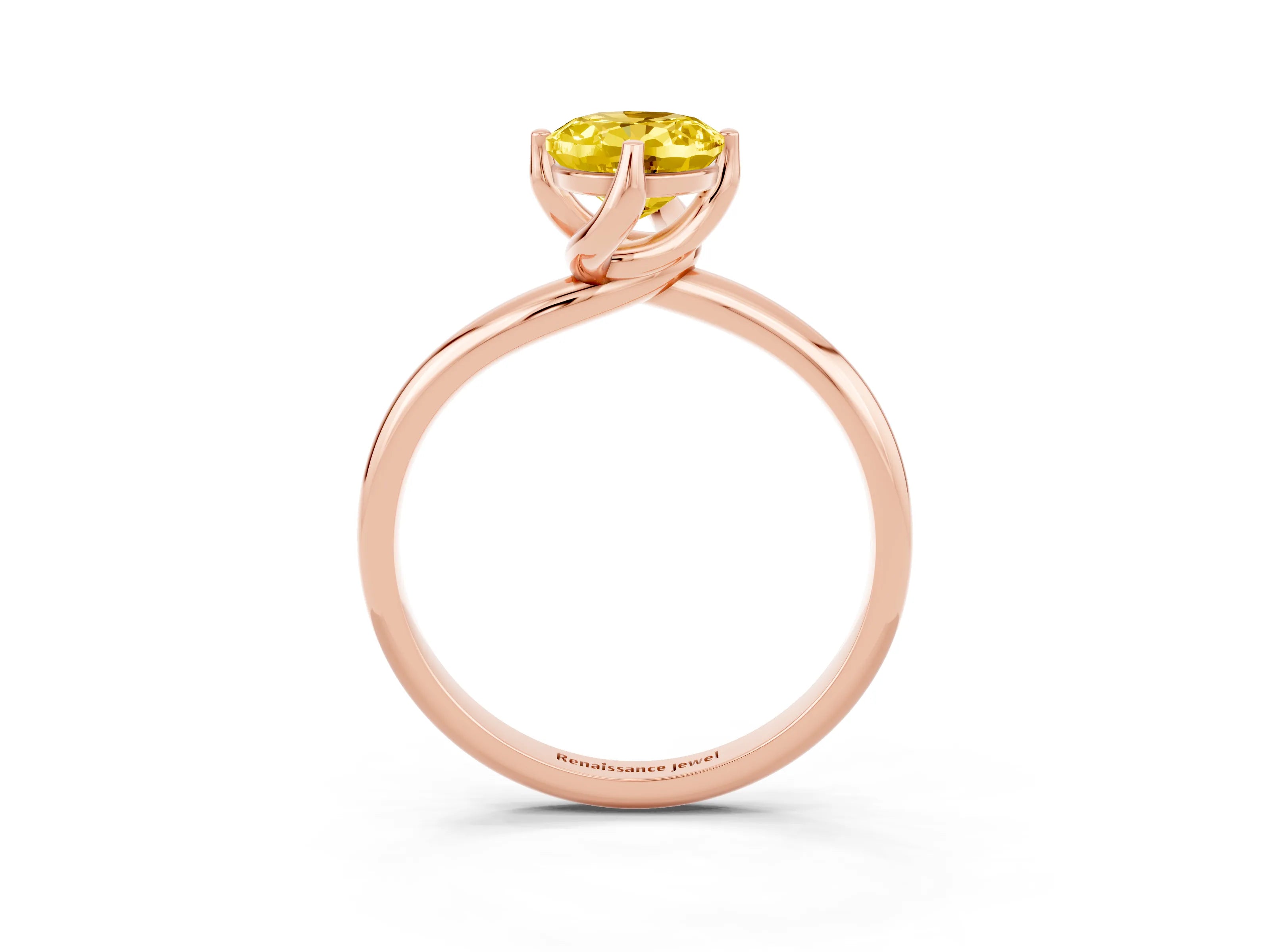 Rose gold Oval Cut Yellow Sapphire Solitaire Engagement Ring with Four-Prong Setting and Classic Band_15