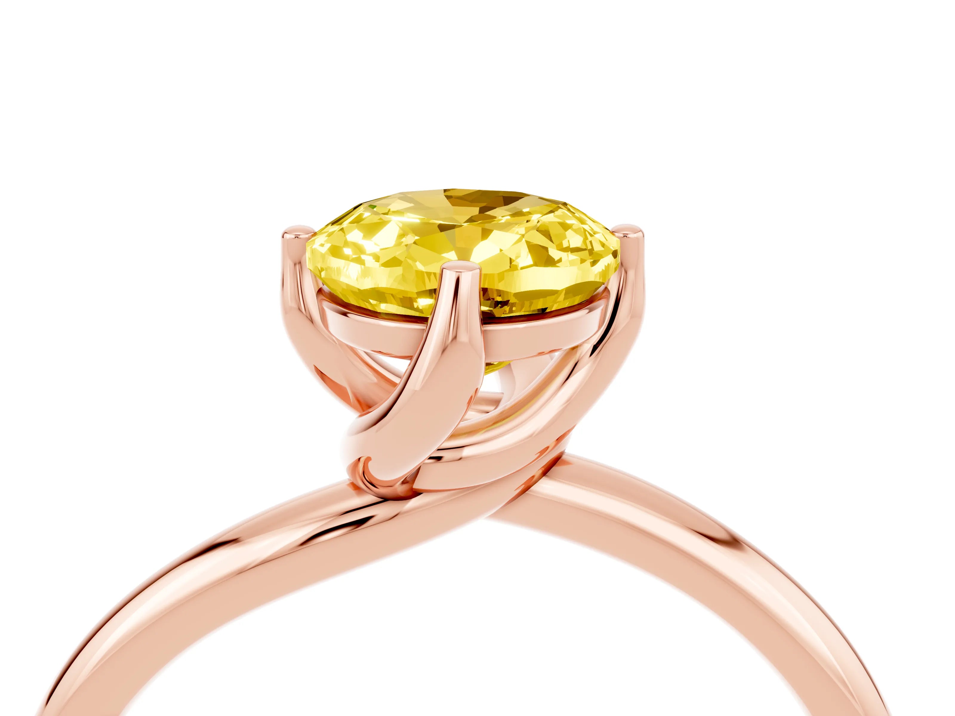 Rose gold Oval Cut Yellow Sapphire Solitaire Engagement Ring with Four-Prong Setting and Classic Band_16