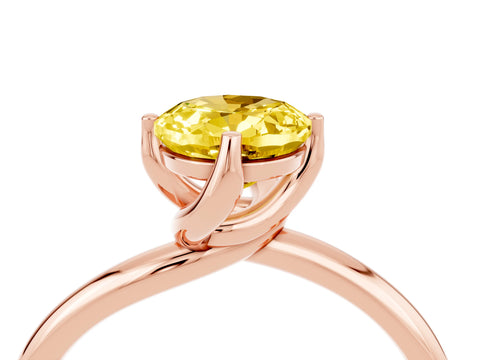 Rose gold Oval Cut Yellow Sapphire Solitaire Engagement Ring with Four-Prong Setting and Classic Band_16