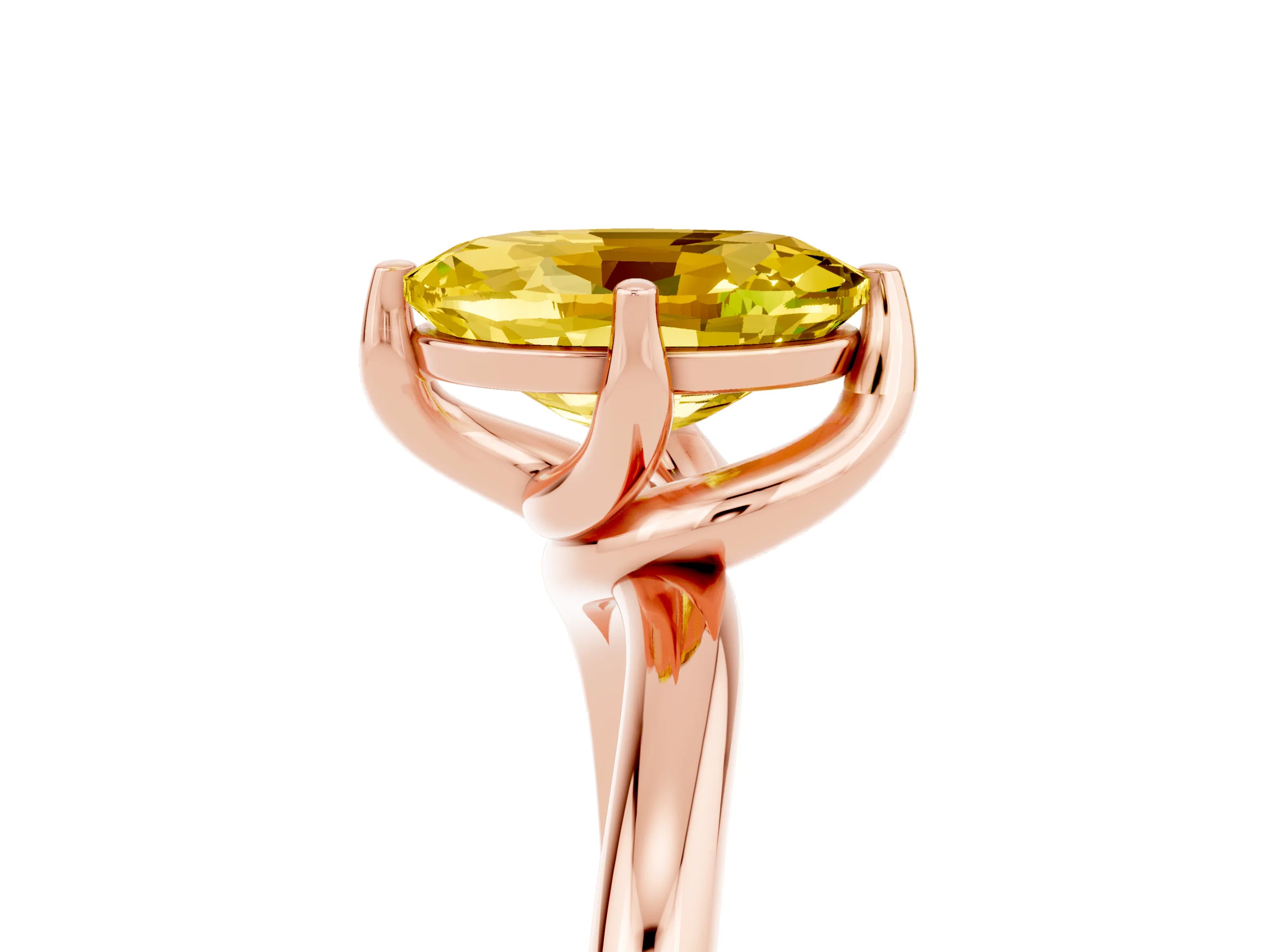 Rose gold Oval Cut Yellow Sapphire Solitaire Engagement Ring with Four-Prong Setting and Classic Band_17