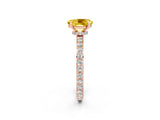 Rose gold Oval Cut Yellow Sapphire Solitaire Engagement Ring with Pavé Band and Four-Prong Setting_48