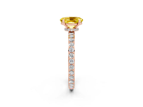 Rose gold Oval Cut Yellow Sapphire Solitaire Engagement Ring with Pavé Band and Four-Prong Setting_48