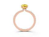 Rose gold Oval Cut Yellow Sapphire Solitaire Engagement Ring with Pavé Band and Four-Prong Setting_49