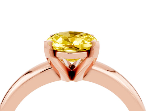 Rose gold Oval Cut Yellow Sapphire Solitaire Engagement Ring with Round Band and Four-Prong Setting_28