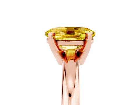 Rose gold Oval Cut Yellow Sapphire Solitaire Engagement Ring with Round Band and Four-Prong Setting_29