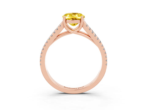 Rose gold Oval Cut Yellow Sapphire Solitaire Engagement Ring with Split Shank Pavé Band_15