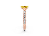 Rose gold Oval Cut Yellow Sapphire Solitaire Pavé Band with Four-Prong Setting_26