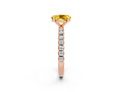Rose gold Oval Cut Yellow Sapphire Solitaire Pavé Band with Four-Prong Setting_26