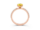 Rose gold Oval Cut Yellow Sapphire Solitaire Pavé Band with Four-Prong Setting_27