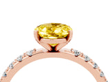 Rose gold Oval Cut Yellow Sapphire Solitaire Pavé Band with Four-Prong Setting_28