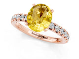 Rose gold Oval Cut Yellow Sapphire Solitaire Pavé Engagement Ring with Round Band and Prong Setting_13