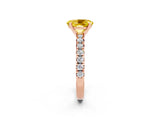 Rose gold Oval Cut Yellow Sapphire Solitaire Pavé Engagement Ring with Round Band and Prong Setting_14