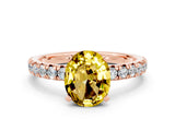 Rose gold Oval Cut Yellow Sapphire Solitaire Pavé Engagement Ring with Round Band and Prong Setting_72