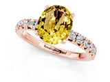 Rose gold Oval Cut Yellow Sapphire Solitaire Pavé Engagement Ring with Round Band and Prong Setting_73