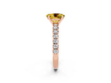 Rose gold Oval Cut Yellow Sapphire Solitaire Pavé Engagement Ring with Round Band and Prong Setting_74