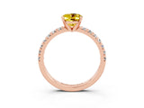 Rose gold Oval Cut Yellow Sapphire Solitaire Pavé Engagement Ring with Round Band and Prong Setting_75
