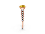 Rose gold Oval Cut Yellow Sapphire Solitaire Ring with Cathedral Setting and Pavé Band_26