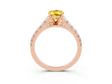 Rose gold Oval Cut Yellow Sapphire Solitaire Ring with Cathedral Setting and Pavé Band_27