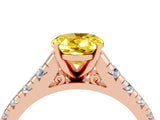 Rose gold Oval Cut Yellow Sapphire Solitaire Ring with Cathedral Setting and Pavé Band_28