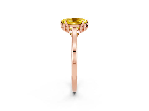 Rose gold Oval Cut Yellow Sapphire Solitaire Ring with Flower Prong Setting and Classic Band_26