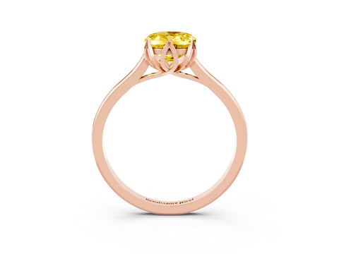 Rose gold Oval Cut Yellow Sapphire Solitaire Ring with Flower Prong Setting and Classic Band_27