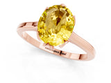 Rose gold Oval Cut Yellow Sapphire Solitaire Ring with Flower Prong Setting and Classic Band_37