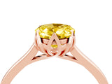 Rose gold Oval Cut Yellow Sapphire Solitaire Ring with Flower Prong Setting and Classic Band_40