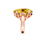 Rose gold Oval Cut Yellow Sapphire Solitaire Ring with Flower Prong Setting and Classic Band_41