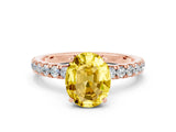 Rose gold Oval Cut Yellow Sapphire Solitaire Ring with Pavé Accents and Four-Prong Setting_24