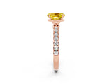 Rose gold Oval Cut Yellow Sapphire Solitaire Ring with Pavé Accents and Four-Prong Setting_26